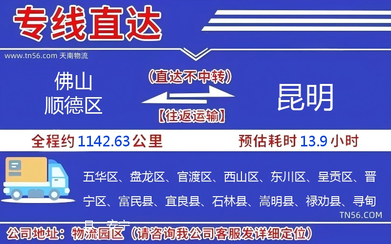 佛山順德區(qū)到昆明物流公司