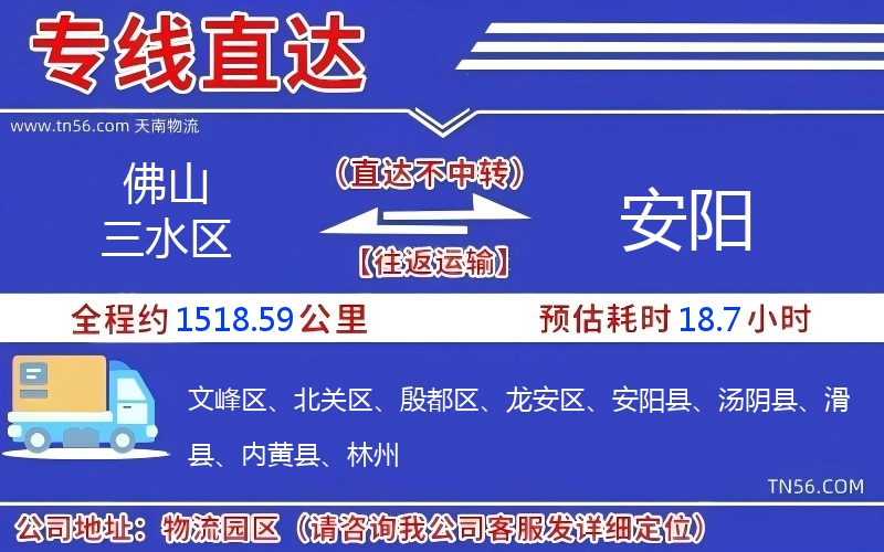 佛山三水區(qū)到安陽物流公司