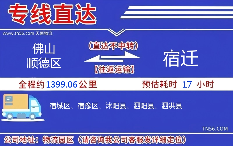 佛山順德區(qū)到宿遷物流公司