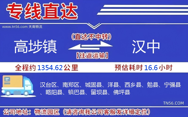 高埗鎮(zhèn)到漢中物流公司