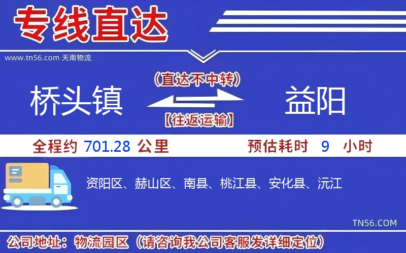 橋頭鎮(zhèn)到益陽物流公司 橋頭鎮(zhèn)到益陽物流公司