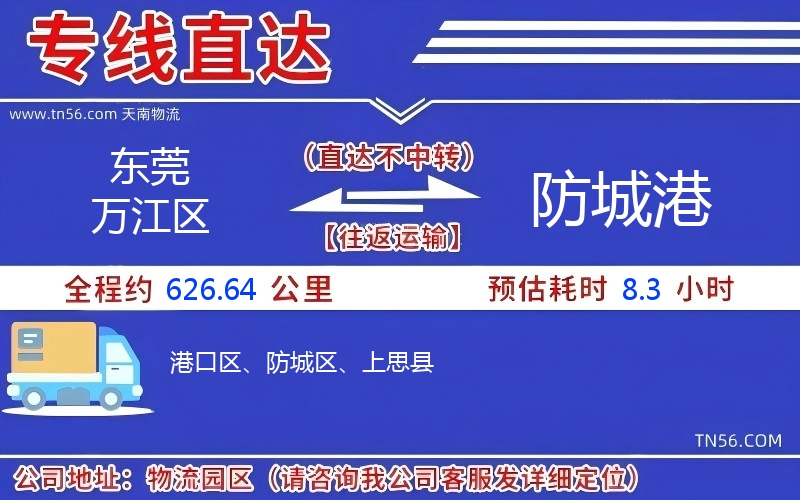 東莞萬江區(qū)到防城港物流公司